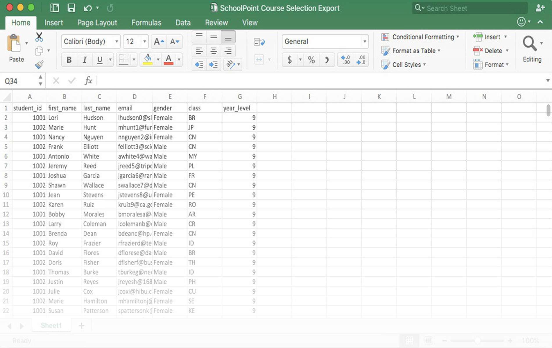 Schoolpoint Export Csv