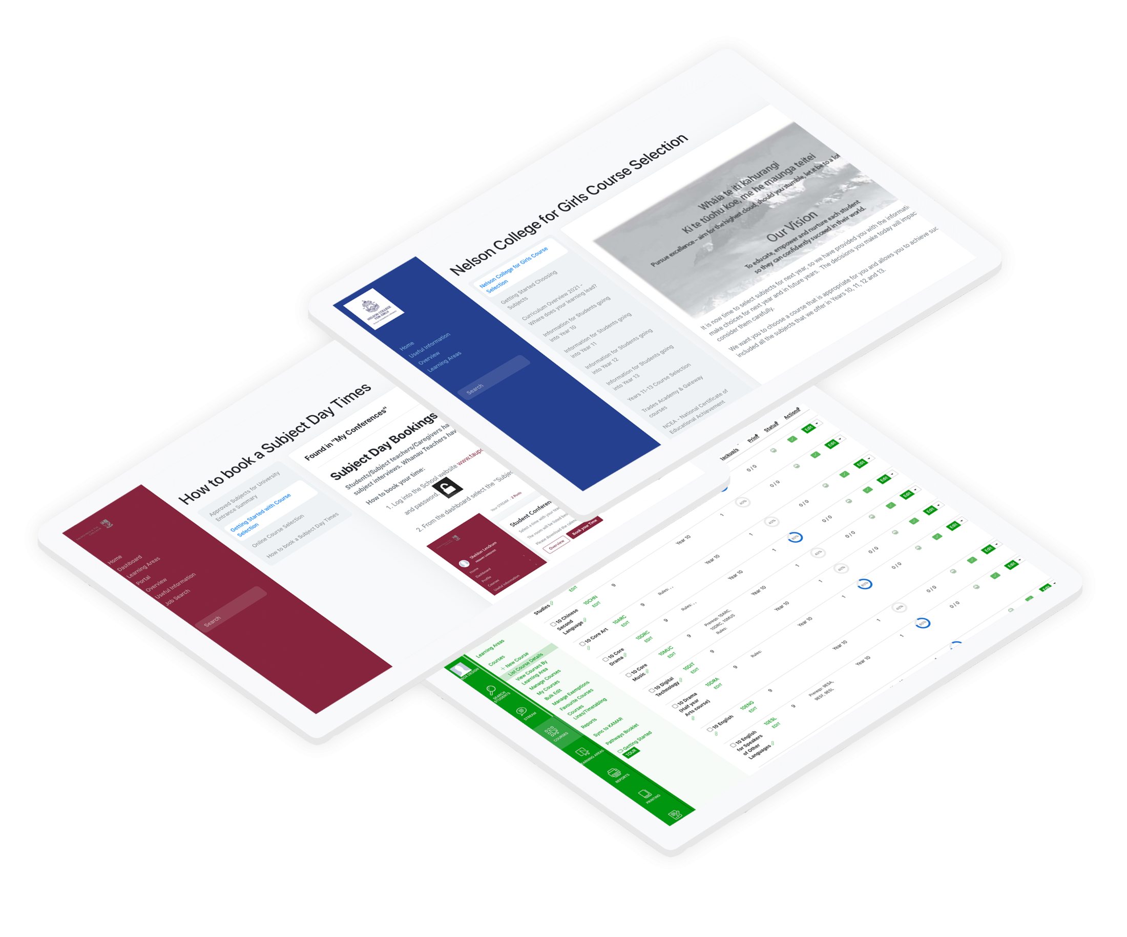 An illustration representing SchoolPint, Course Selection for Students, Assessment Calendar and KAMAR driven data interoperability for your School